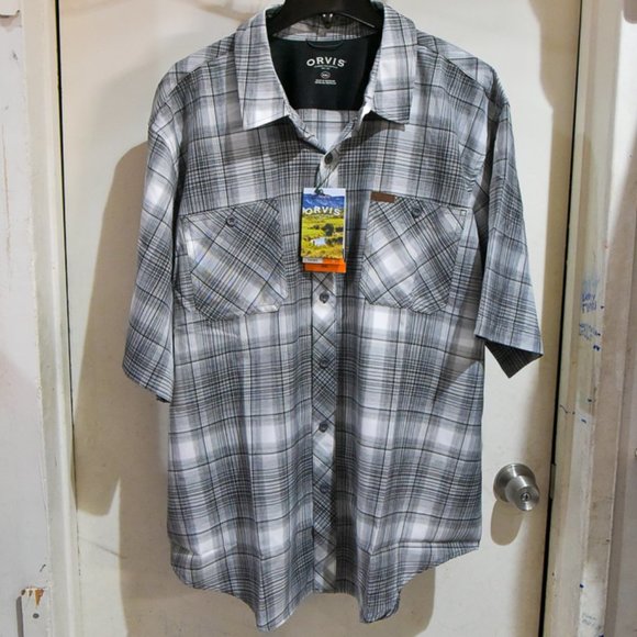 Orvis Men's‎ Short Sleeve Woven Shirt GRAY - Picture 1 of 5